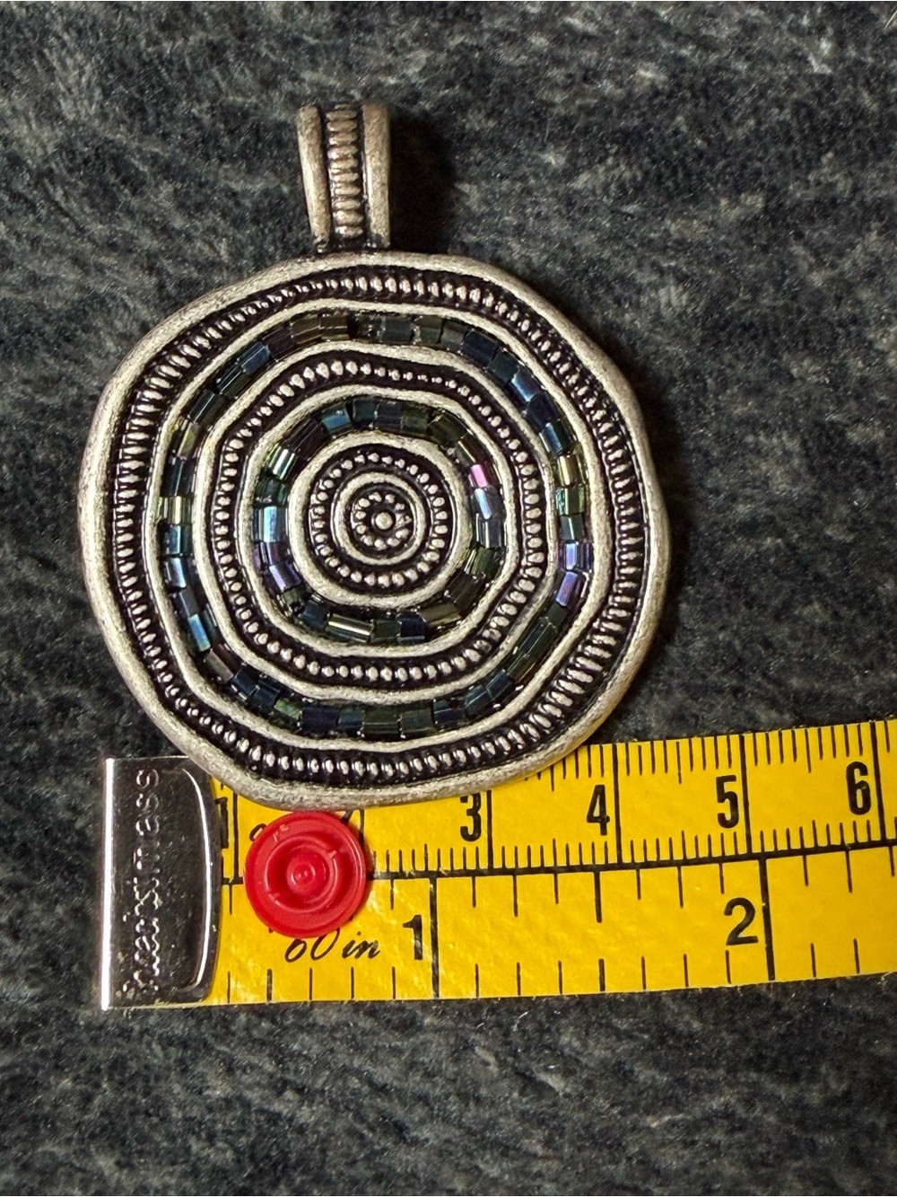Premier Designs Magnetic Pendant Silver Tone Iridescent Mosaic Statement Charm