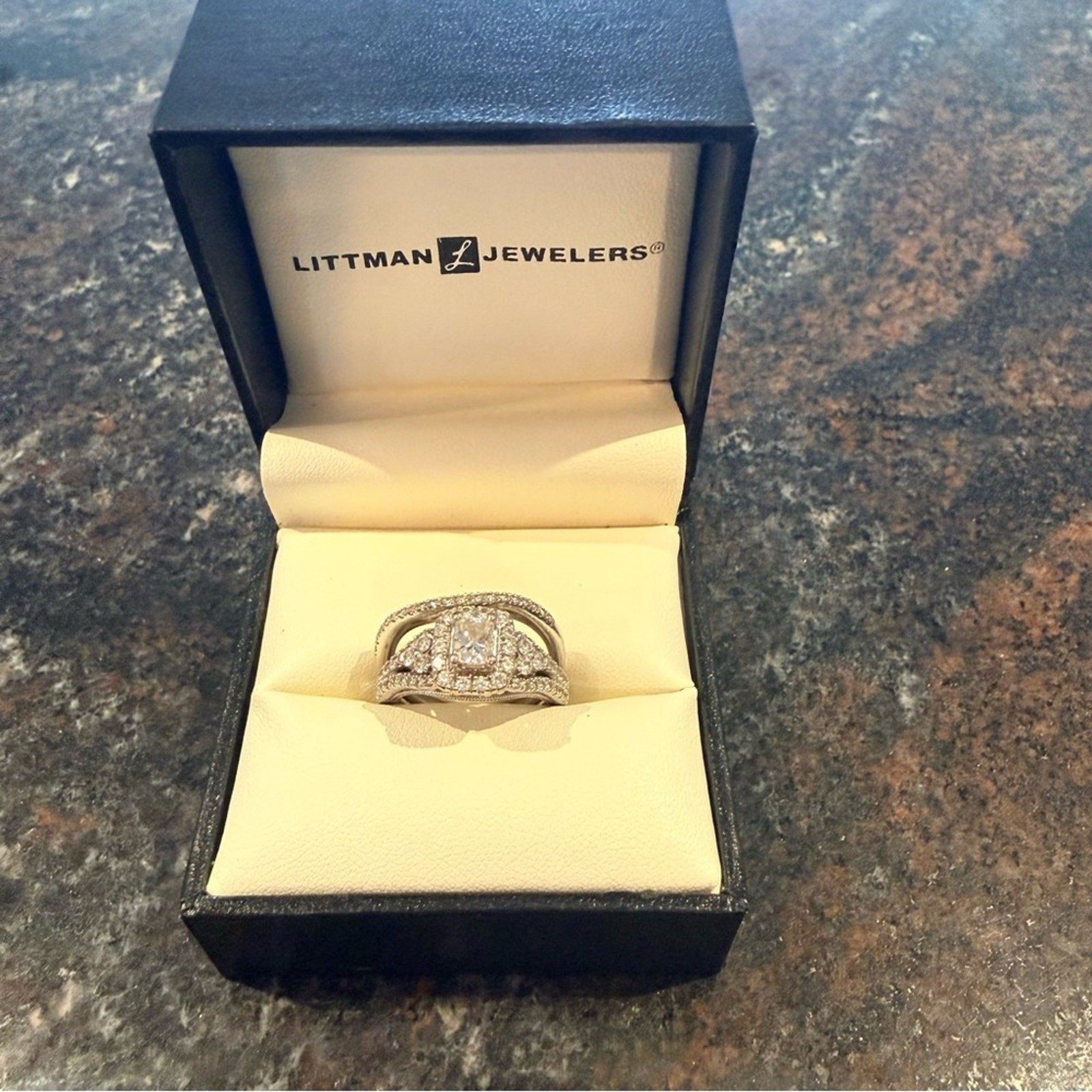 Littmann Jewelers 14k white gold engagement ring set diamond weight 1 1/3 cts
