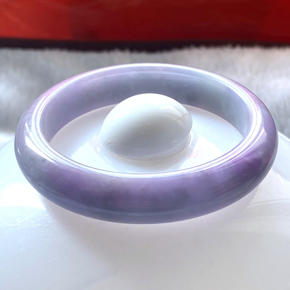 Certified Grade A Lavender 54-55mm Natural Burma Jade jadeite Bangle Bracelet