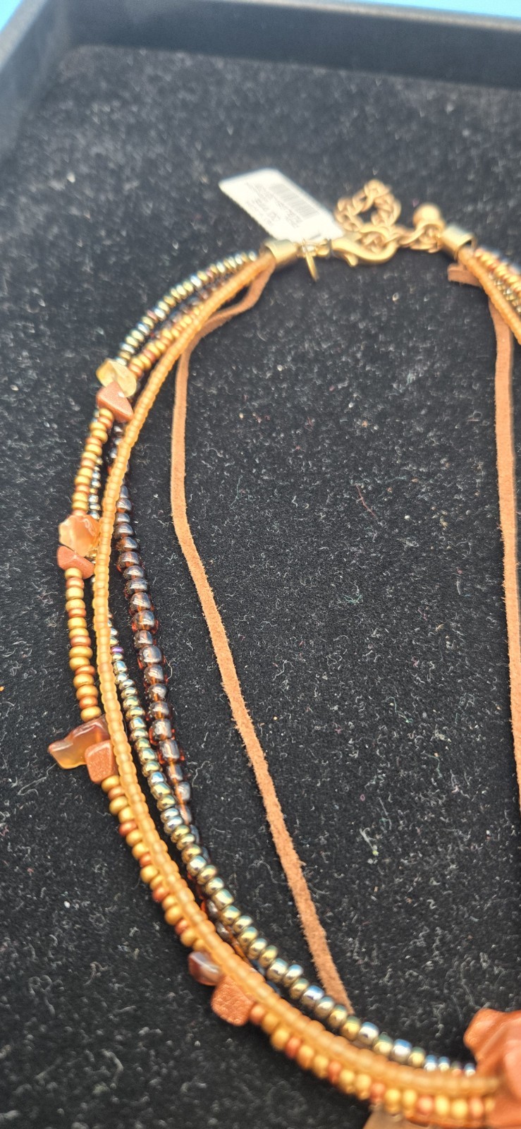NWT Chicos 20″ Shoshana Beaded Necklace W/Detachable Faux Shell & Metal Pendant