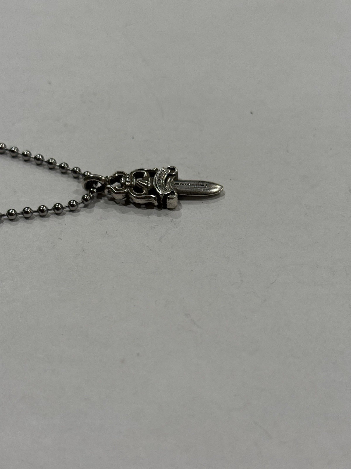 Chrome Hearts Dagger Pendant Silver Ball Chain Necklace Sterling .925 #5 CH