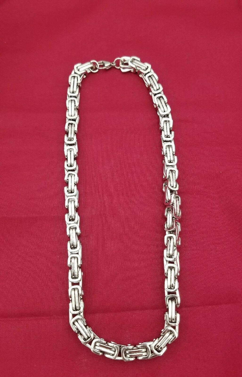 24 INCH STAINLESS STEEL SILVER 8MM BYZANTINE TURKISH BOX CHAIN NECKLACE