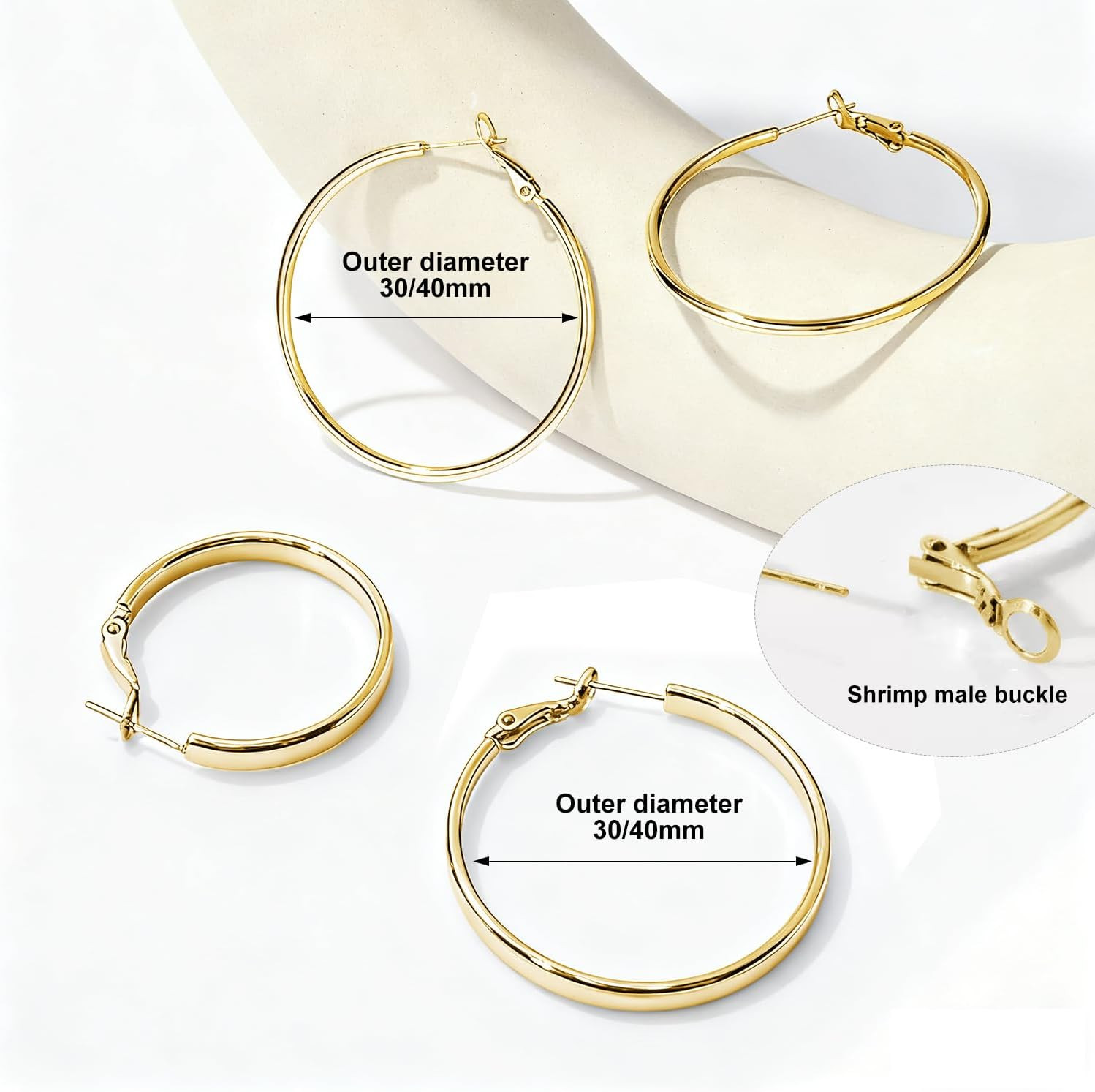 4 Pairs Silver Gold Hoop Earrings for Women | 14K Gold Plated Hoop Earrings Set