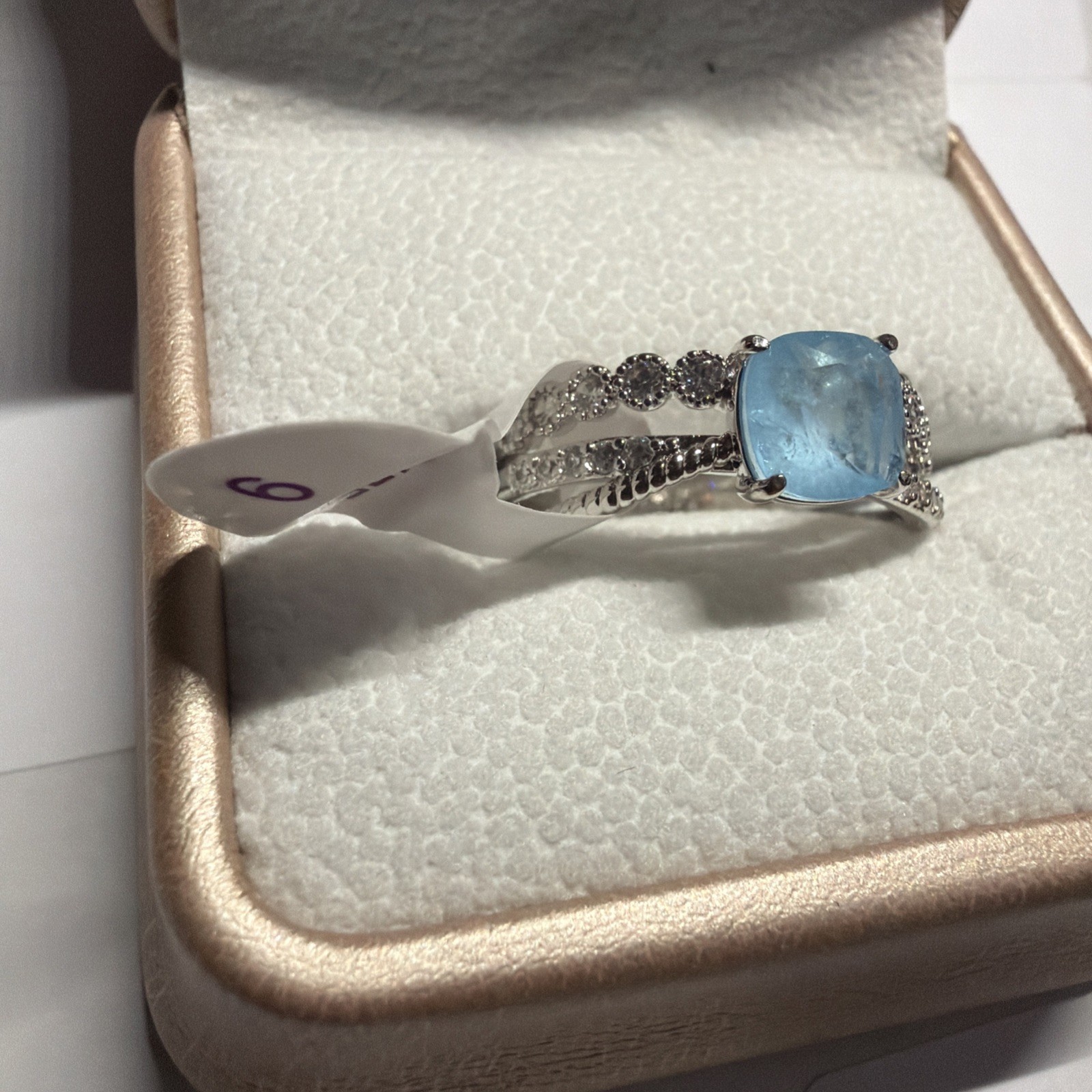 Size 9 Bomb Party Ring – RG36189 Three Suitors, One Prize – Baby Sky Blue Topaz