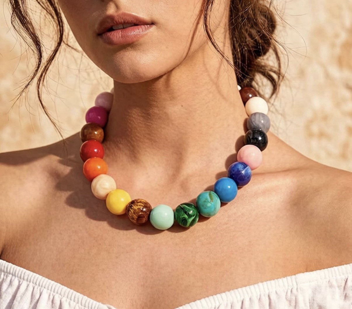 Set Collar + Pulsera de Cuentas Multicolor | Tendencia Verano