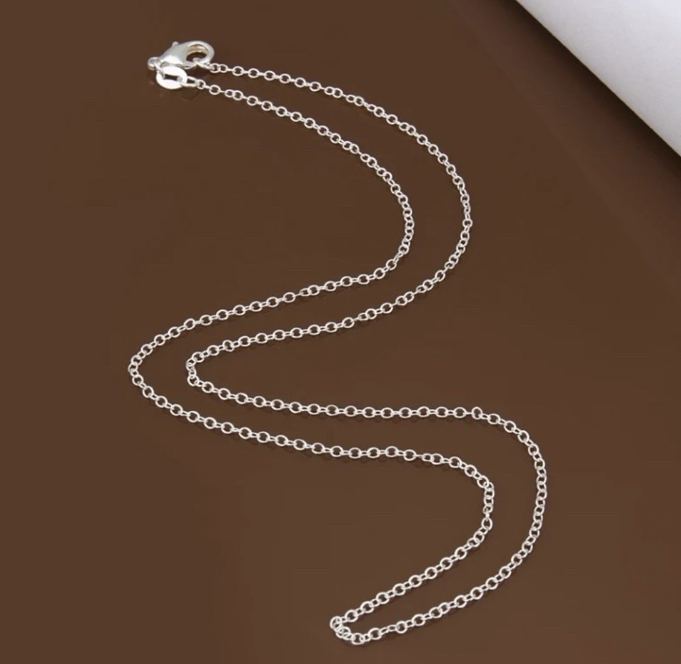 NEW 925 Silver Plated Rolo Cable Chain Link 18” Necklace