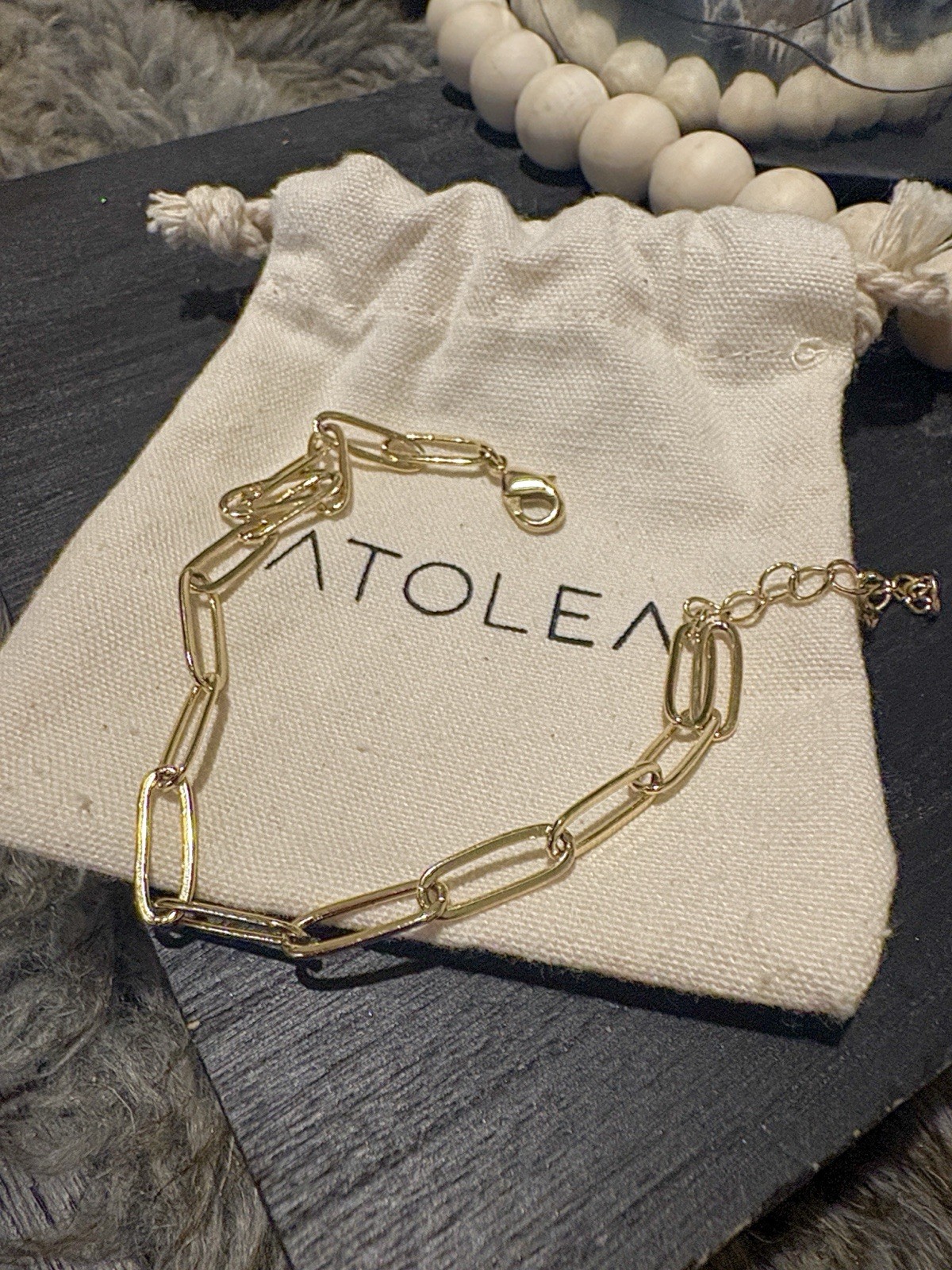 ATOLEA Paper Clip box Chain Gold Plated Bracelet