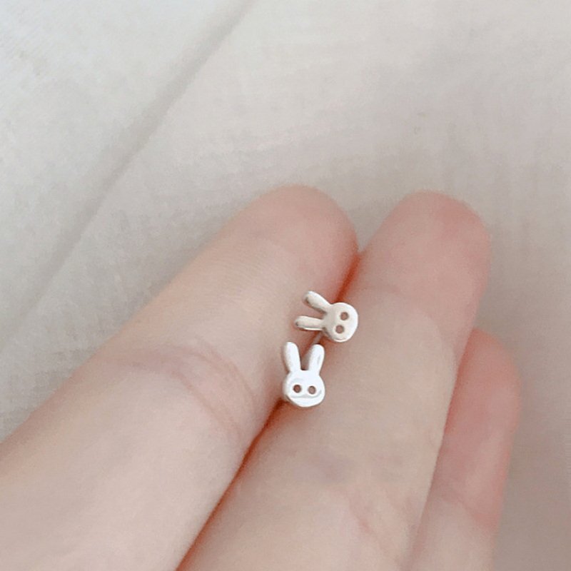 925 Silver Cute Rabbit Star Moon Heart Ear Stud Earrings Women Party Jewelry New