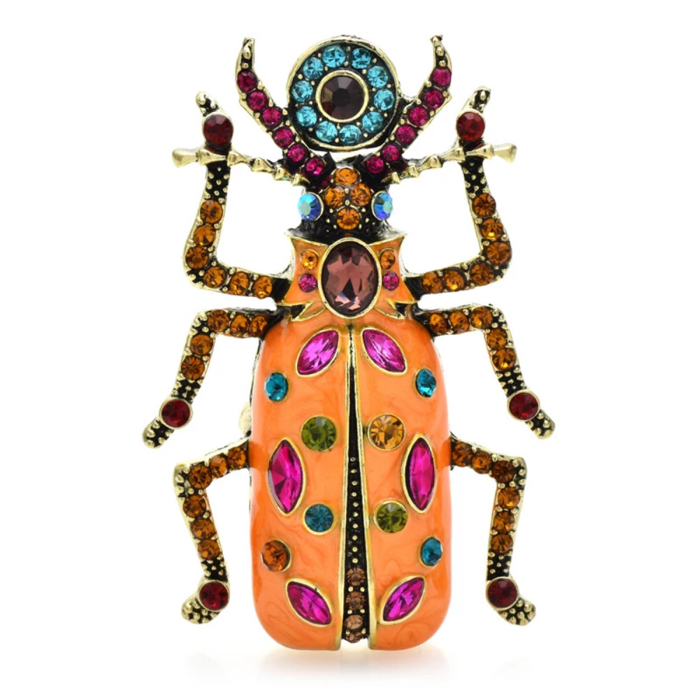 Halloween Large Vintage Beetle Brooch Pin Rhinestone Bug Insect Jewelry Gift USA
