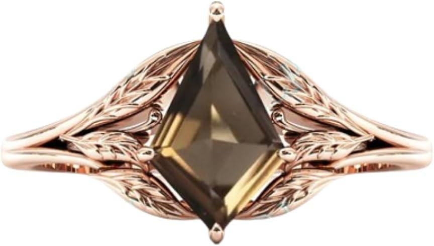2ctt Women Engagement Ring,Kite Cut Smoky Quartz Gemstone Wedding Ring for Women