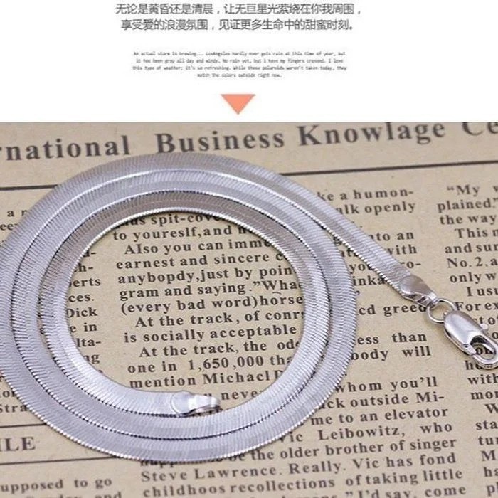 925 Sterling Silver 4mm Blade Chain Necklace Women Men Fashion Jewelry