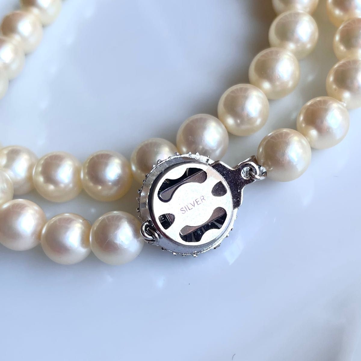 Akoya Pearl Necklace 7.5-8mm Cream Silver Clasp 42cm From Japan