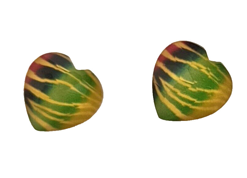 Women’s Stud Earrings Multicolor Heart Shaped appx 1/4 inch Acrylic