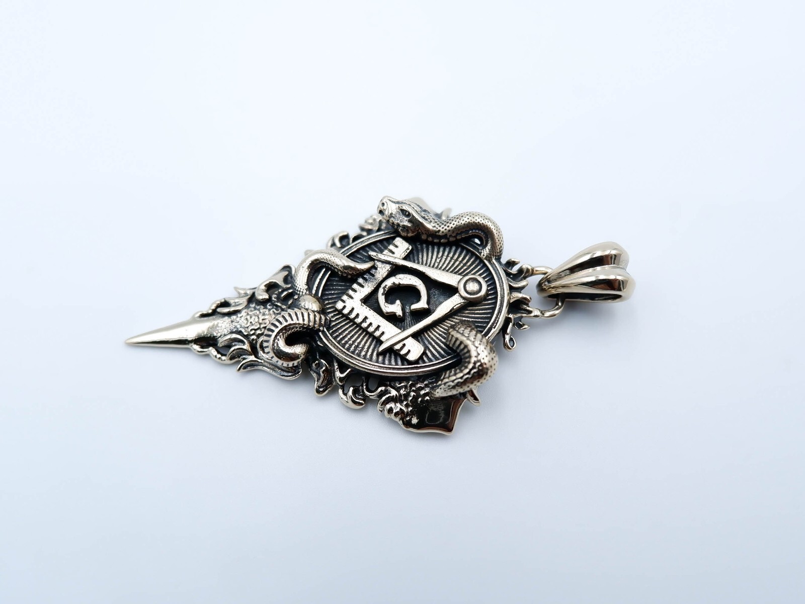 Freemason Masonic Pendant with Snake Master Brass Jewelry