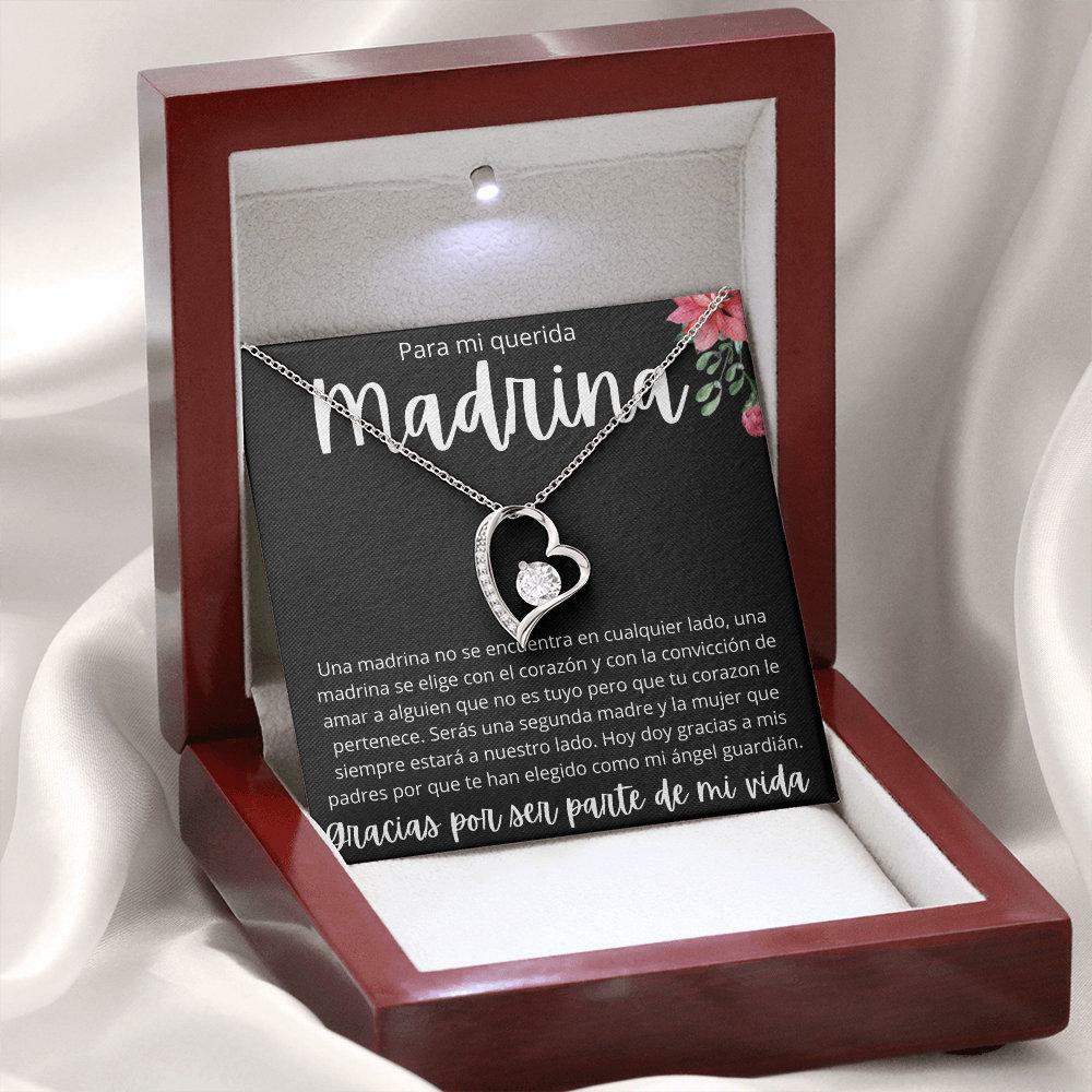 La Madrina Gift Set de Regalo Para Madrina Padrinos De Bautizo Collar de Corazon