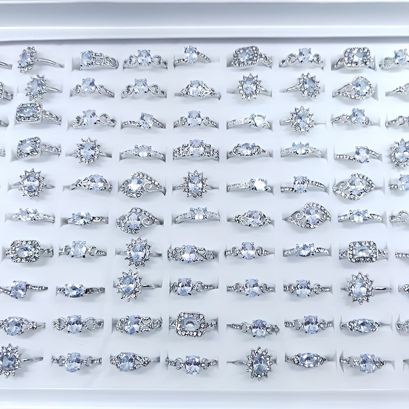 10/25Pcs Wholesale Zircon Rhinestone Mixed Rings Bulk Finger Jewelry Gift Lot US