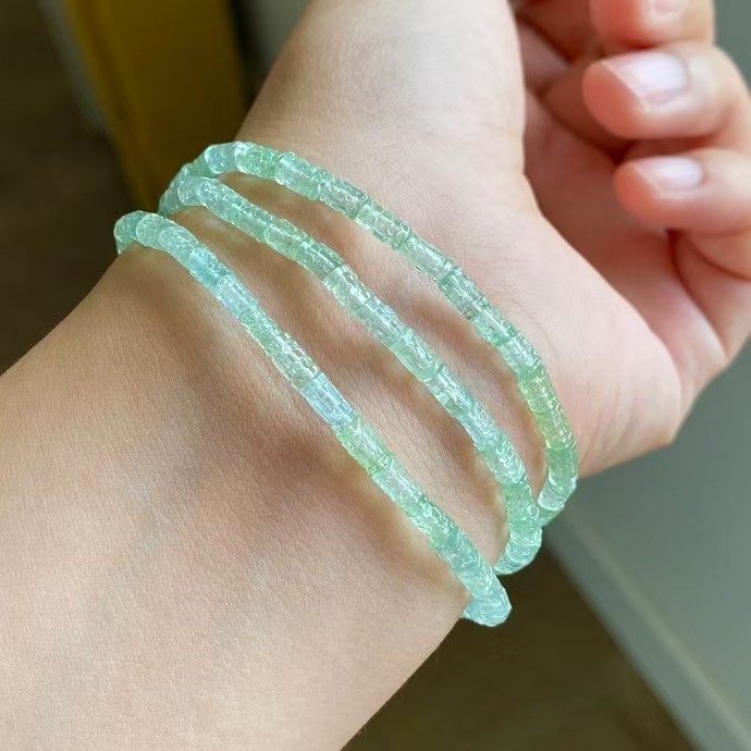 4.5*3mm Natural Green Tourmaline Crystal Quartz Beads Bracelet AAAA