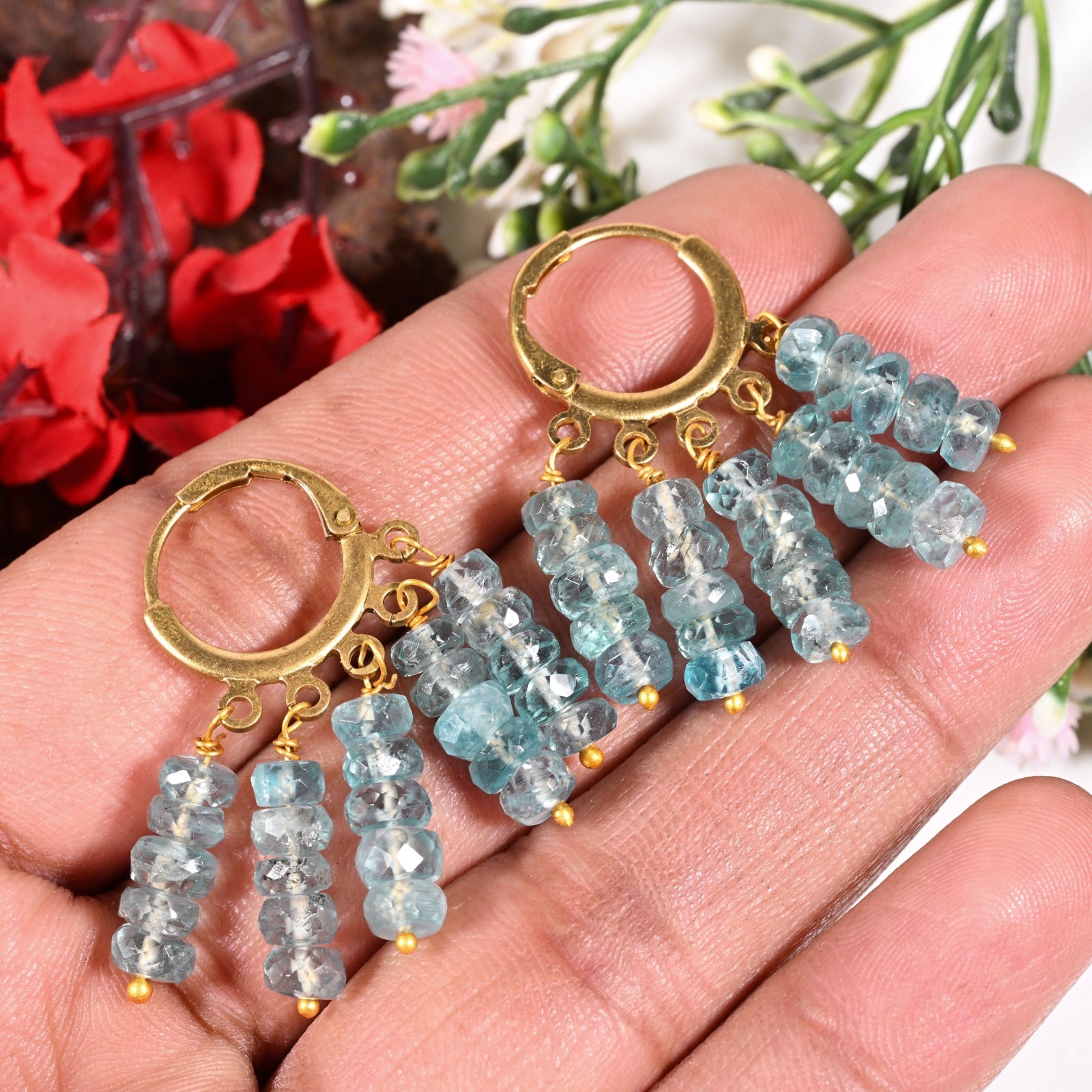 Aqua Kyanite Dangle & Drop Earrings – Handmade Wire Wrapped Gemstone Jewelry