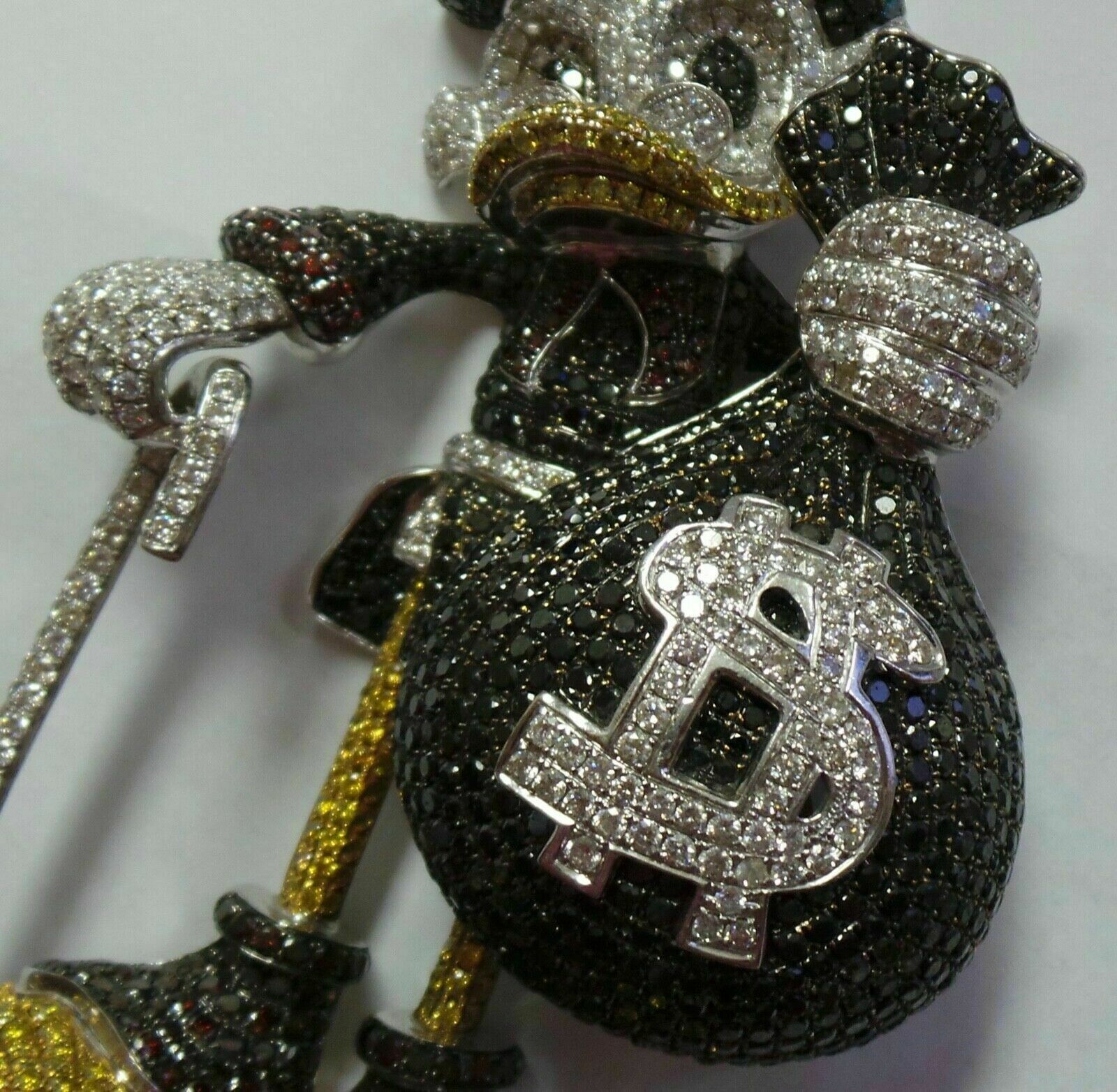 3.75 Ct Simulated Multi-Colored Diamond McDuck Pendant 14K Yellow Gold Finish