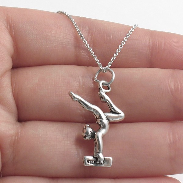 925 Sterling Silver Gymnast Balance Beam Charm with Necklace