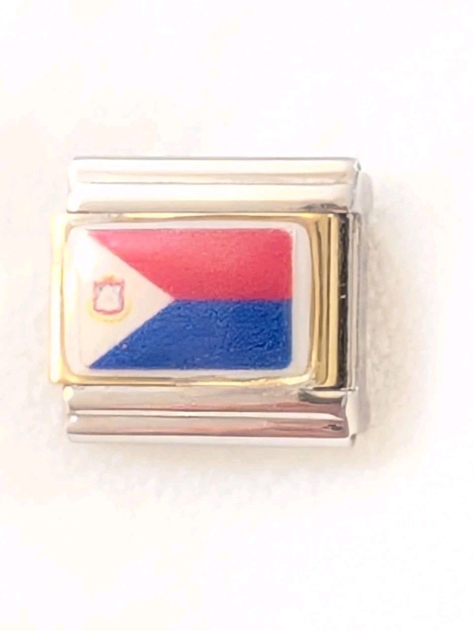 Authentic Casa D’Oro Philippines Flag Elite Enamel 9mm Link Italian Charm B109