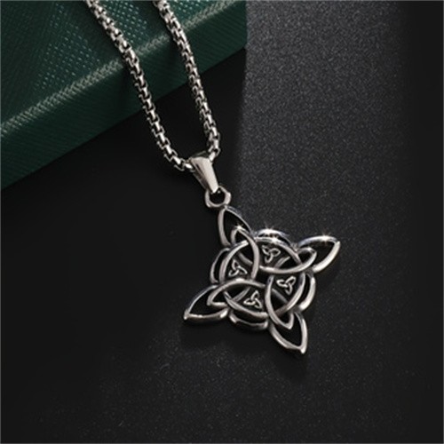 Wicca Pagan Witch Symbol Celtic Knot Pendant Triquetra Trinity Silver Necklace