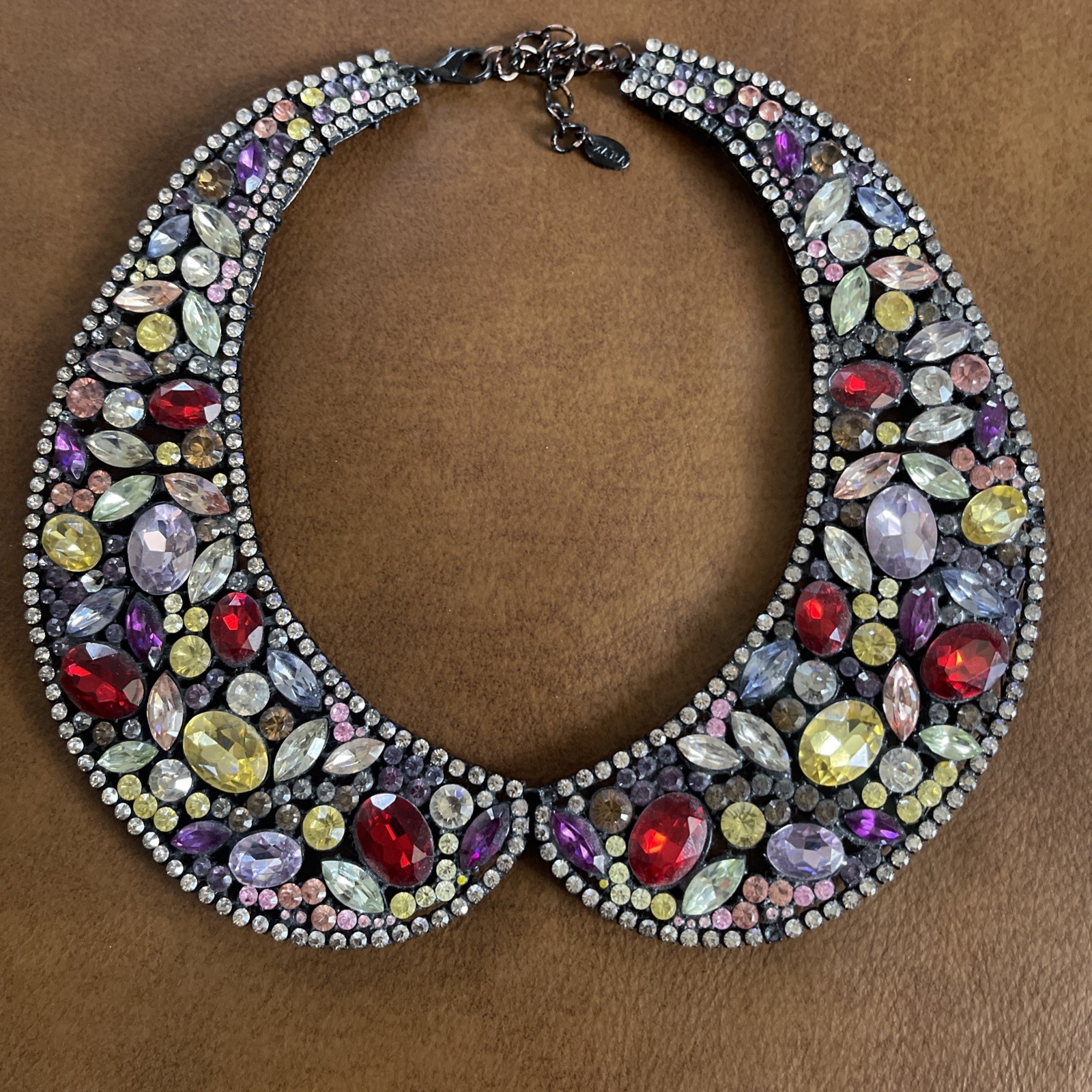 ZARA MULTICOLOURED CLUSTER COLLAR RHINESTONE & CRYSTALS STATEMENT NECKLACE