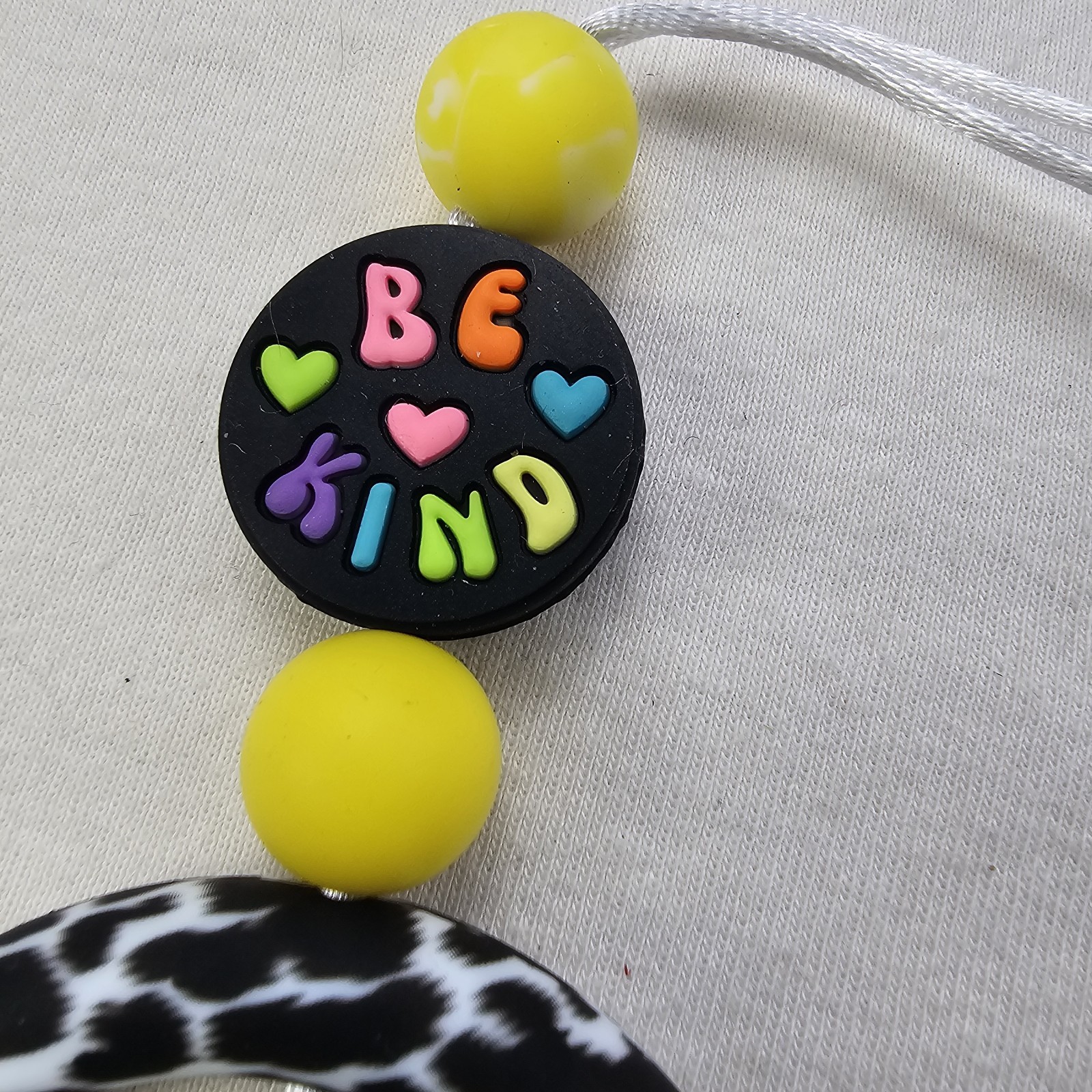 Car Rearview Mirror Charm Silicone Beads Circle Be Kind Bumble Bee And Tassle