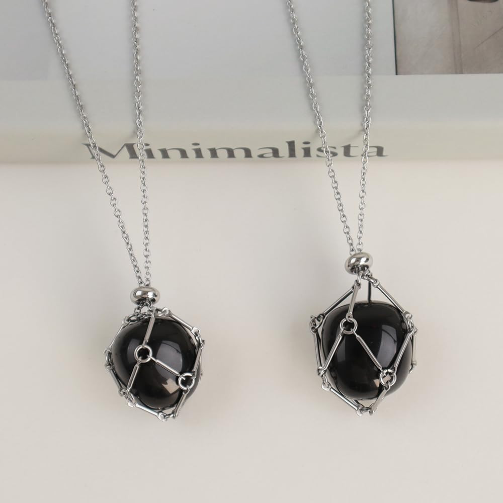 Handmade Crystal Holder Necklace – Stainless Steel Cage for Stone, Crystal Penda