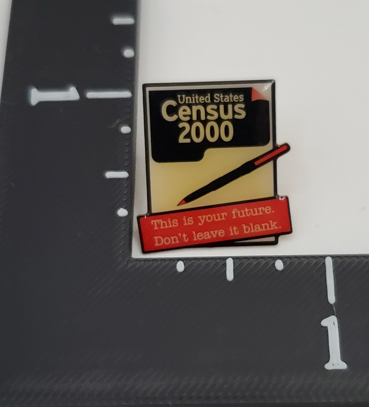 United States Census 2000 Volunteer Lapel Pin 1in Slogan Metal Promotional VTG
