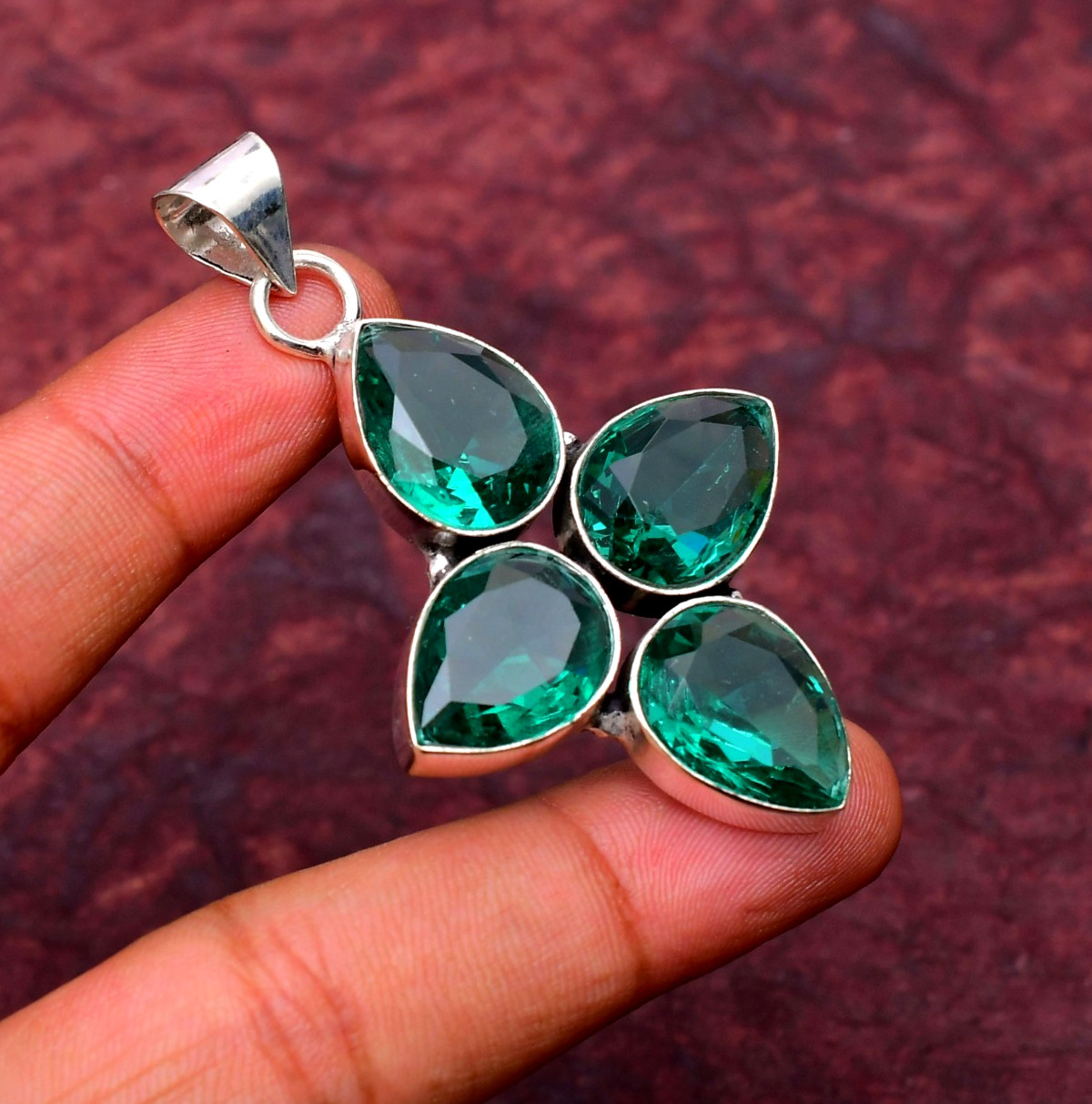 Paraiba Tourmaline Gemstone 925 sterling silver Handmade Cross Pendant 2.28″
