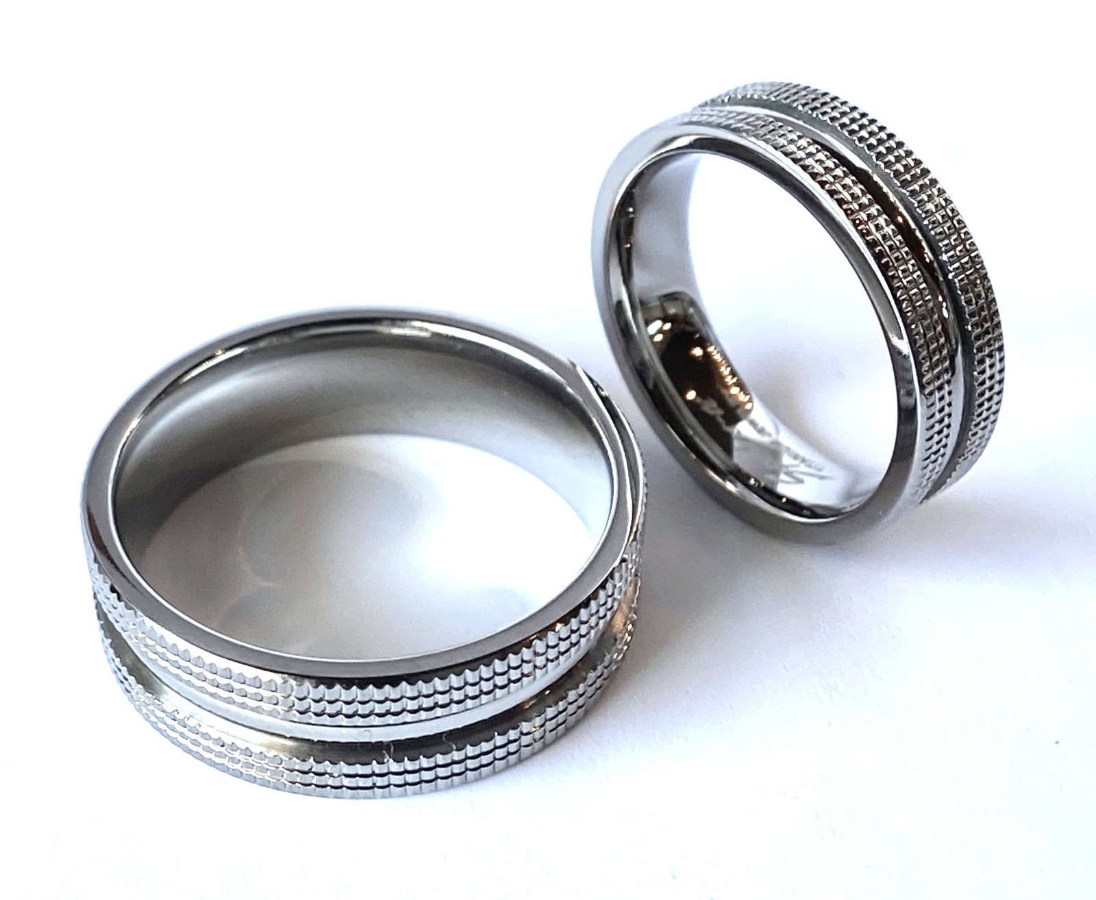 Solid Titanium Wedding Ring Dual Texture Size 5,6,7,8,9,10,11,12,13,14 (f41)