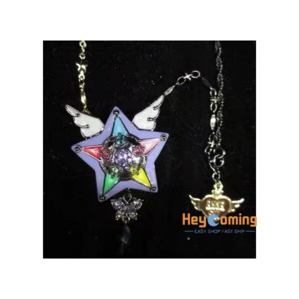 Sailor Moon Transformer Star Wing Heart Pendant Necklace For Women Girl Jewelry