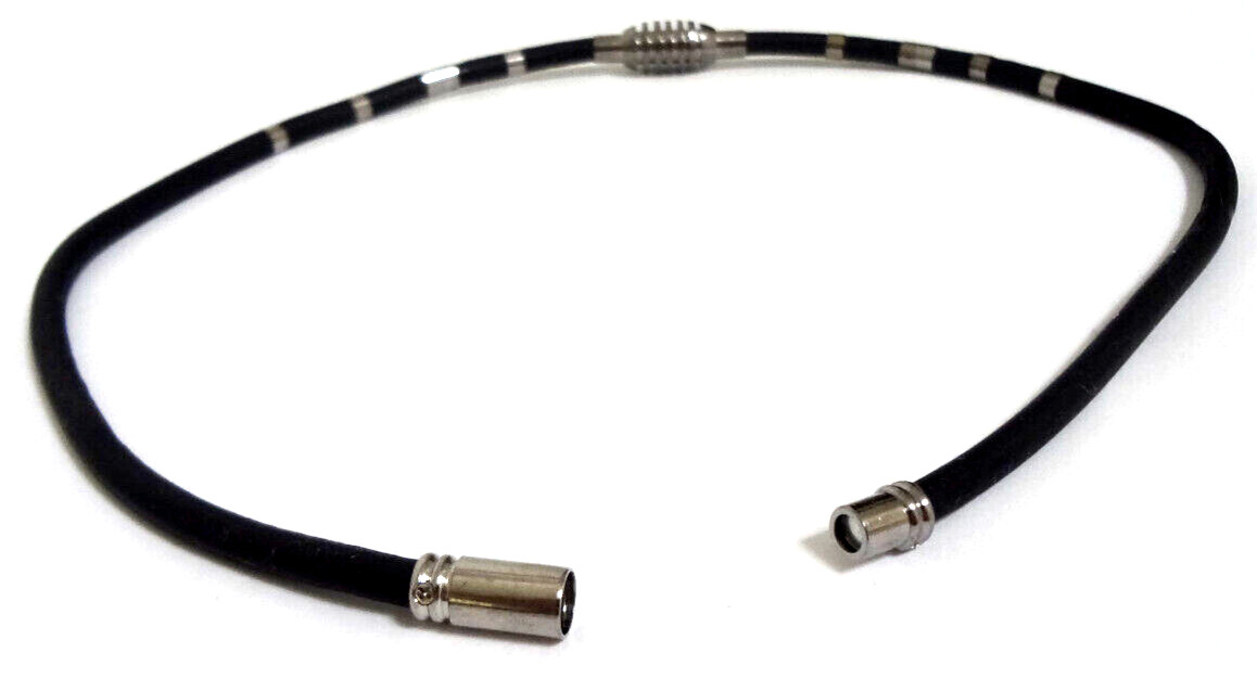 TITANIUM GERMANIUM METAL BLACK SILICONE ROPE NECKLACE W/ MAGNET CLASP 3x LOT NEW
