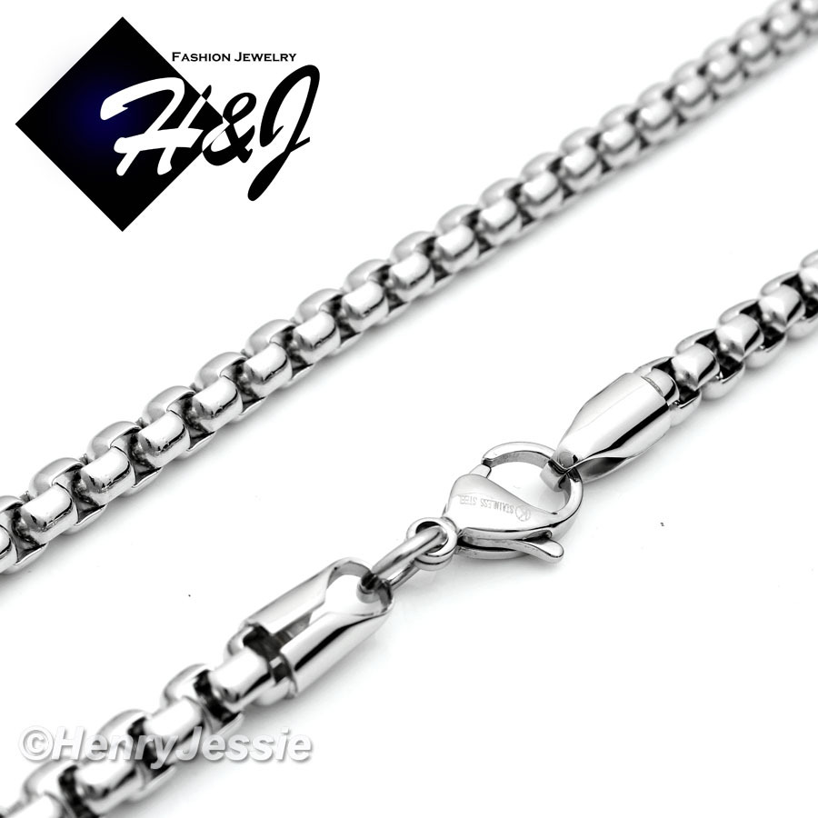 18″-40″MEN’s 316L Stainless Steel 7mm Silver Smooth Box Link Chain Necklace*N120