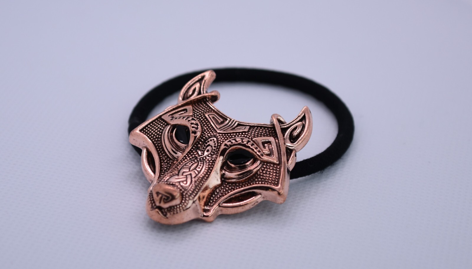 Silver or Bronze Tone Viking Wolf Elastic Hair Band Ponytail Holder Women/Men