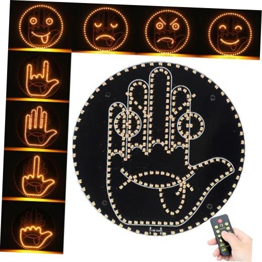 Finger Car Light with Remote – 4 Emojis & 4 Gestures – Cool LED Sign – Road