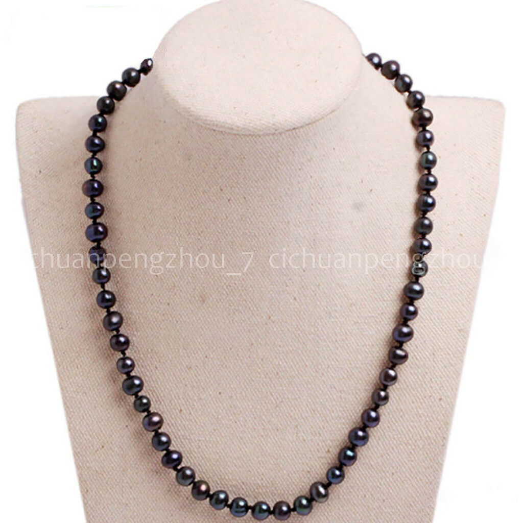 Natural Black/Pink/Purple/Silver/White Freshwater Pearl Necklace 18”