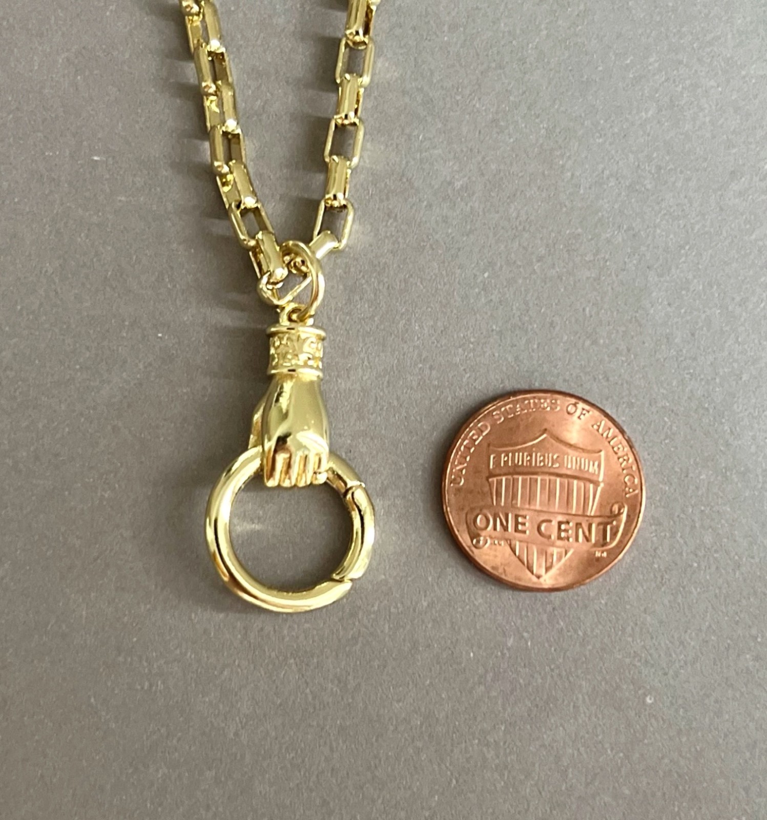18K Gold Filled Hand Carabiner Necklace Charm Holder Necklace Push Gate Clasp