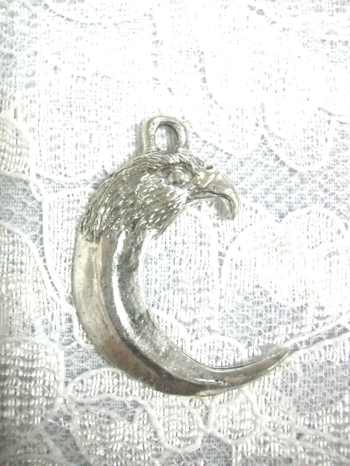 AMERICAN EAGLE BIRD HEAD TALON CLAW USA CAST PEWTER PENDANT ADJ NECKLACE