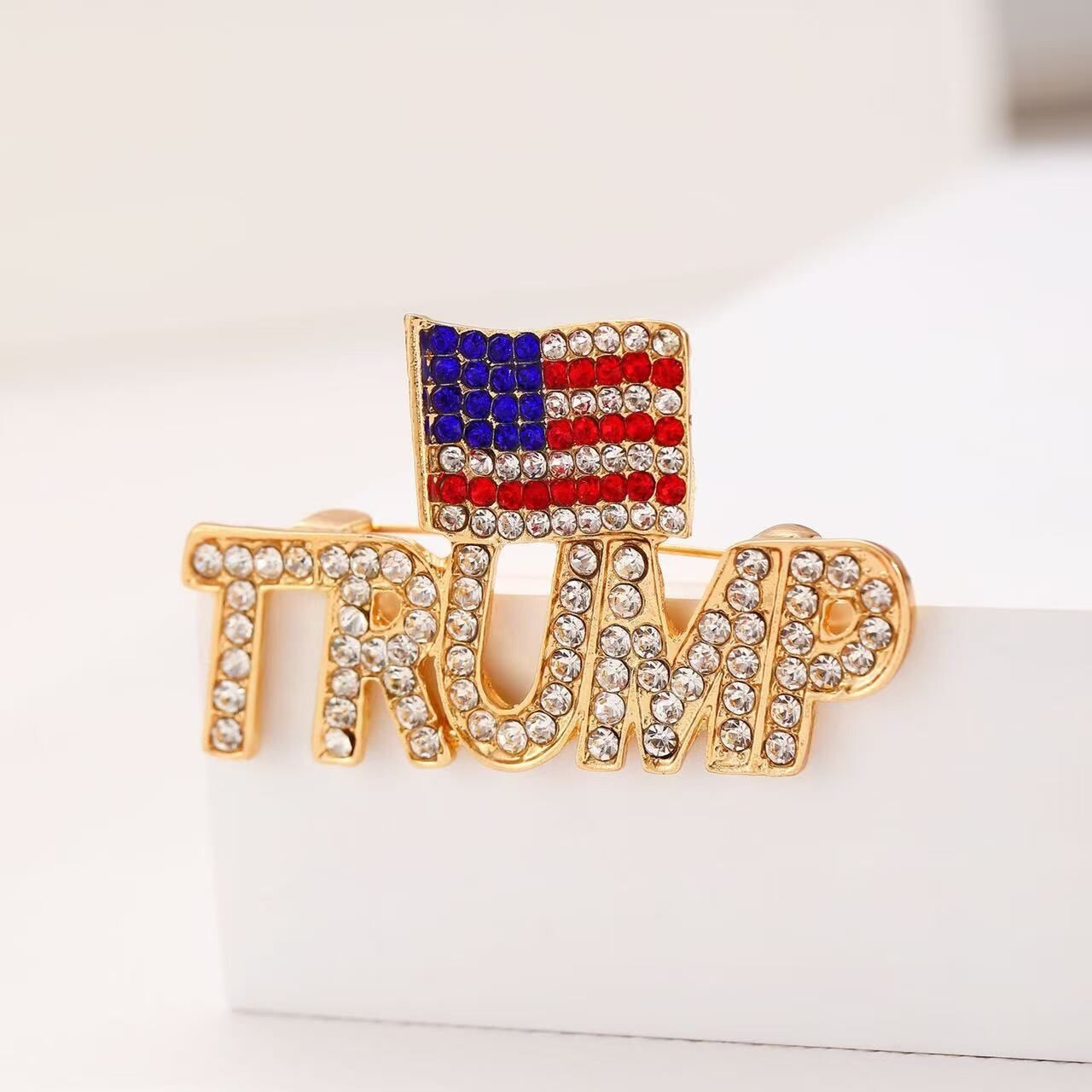 Trump USA Flag Pin Brooch with Rhinestone Elegant
