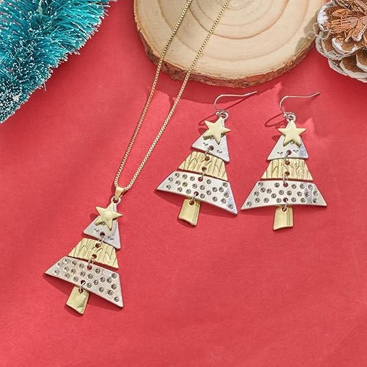 Fashion Alloy Christmas Tree Earrings Drop Dangle Women Party Jewelry New