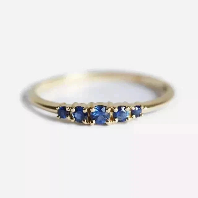 Simulated Blue Sapphire 2Ct Round Cut Wedding Band Ring 14K Yellow Gold Plated