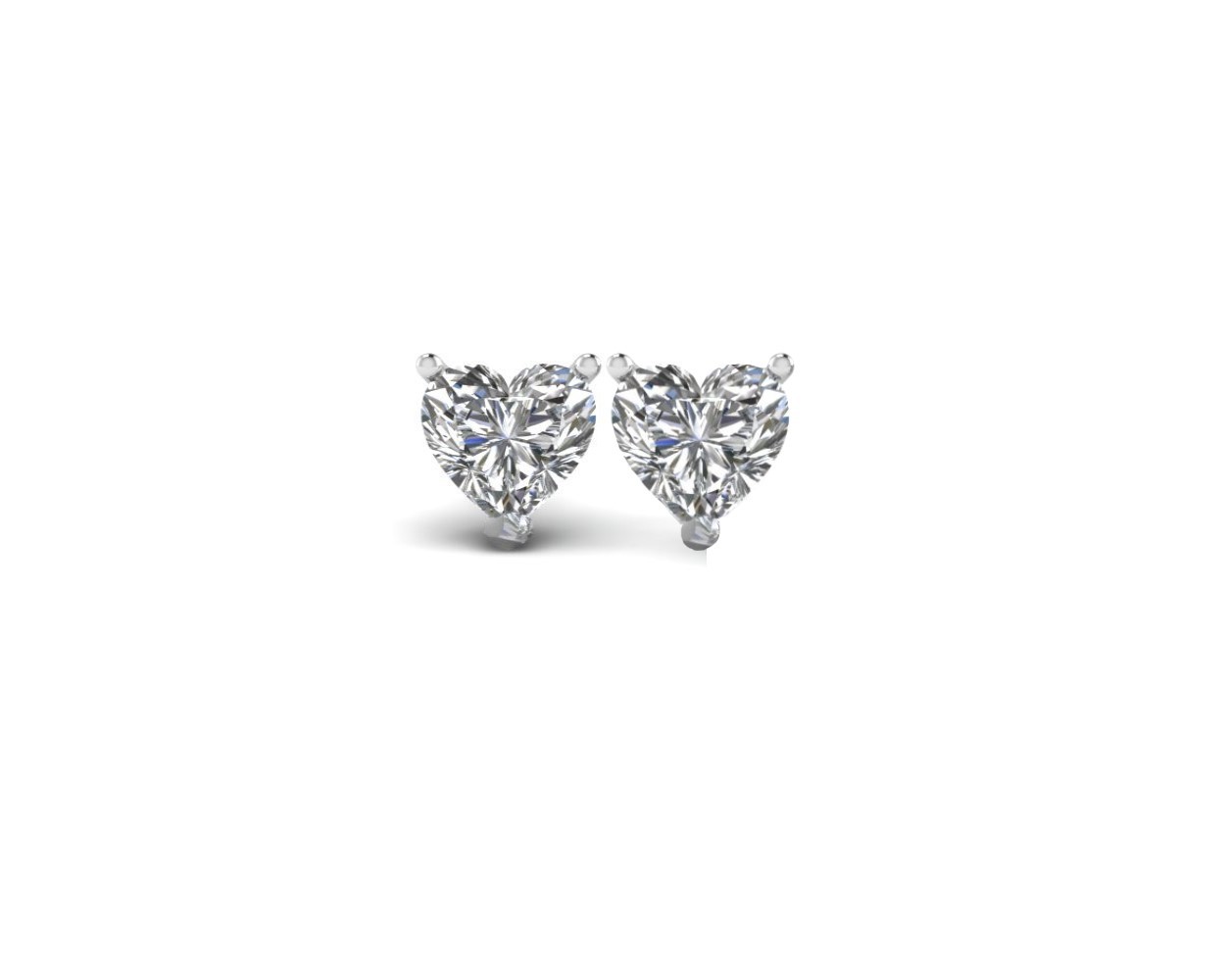 2 Ct Stud Earrings 14K White Gold Plated Simulated Diamond Womens Heart Earrings