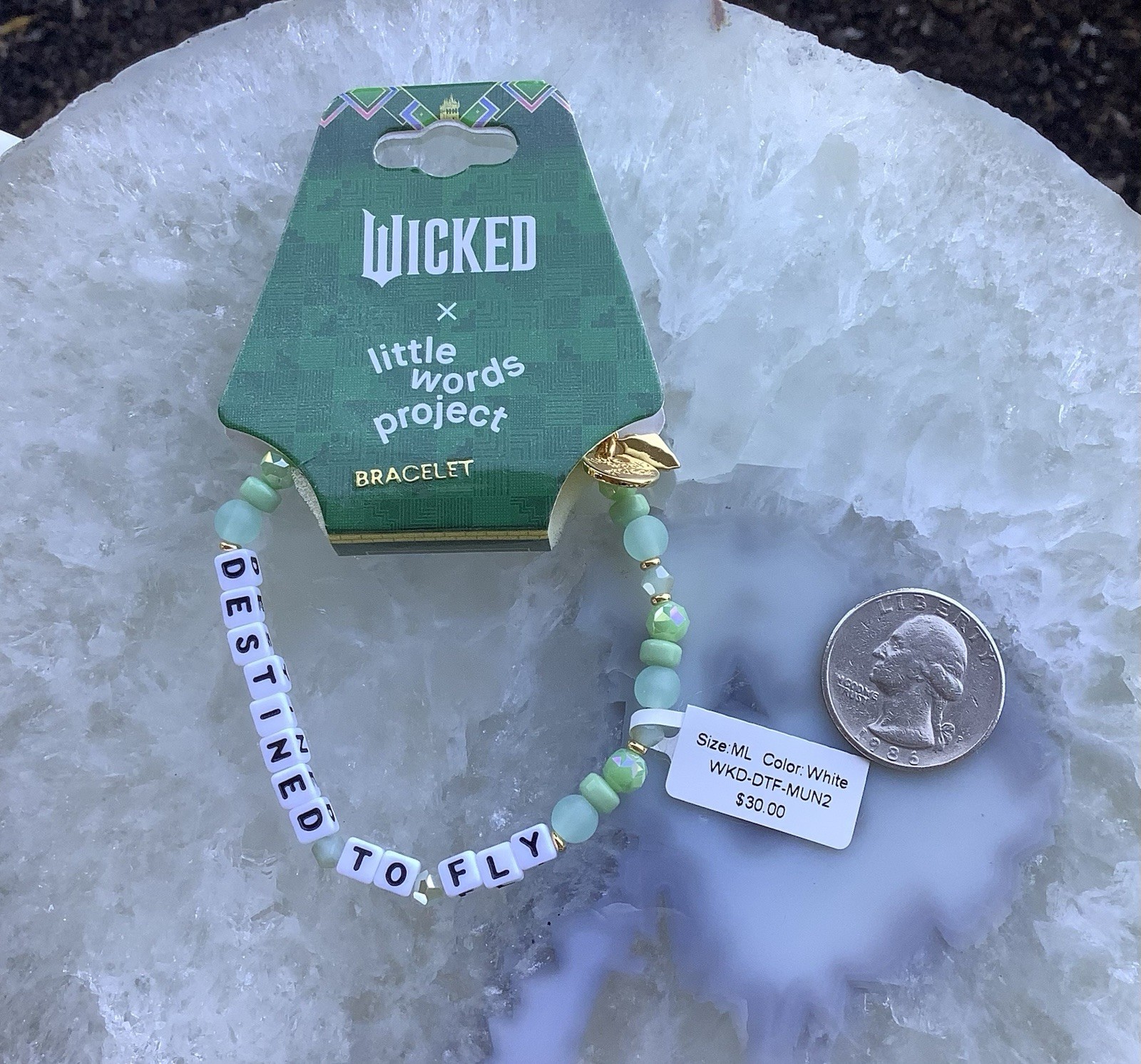Little Words Project x Wicked “Destined to Fly” Stretch Beaded Bracelet Sz M/L