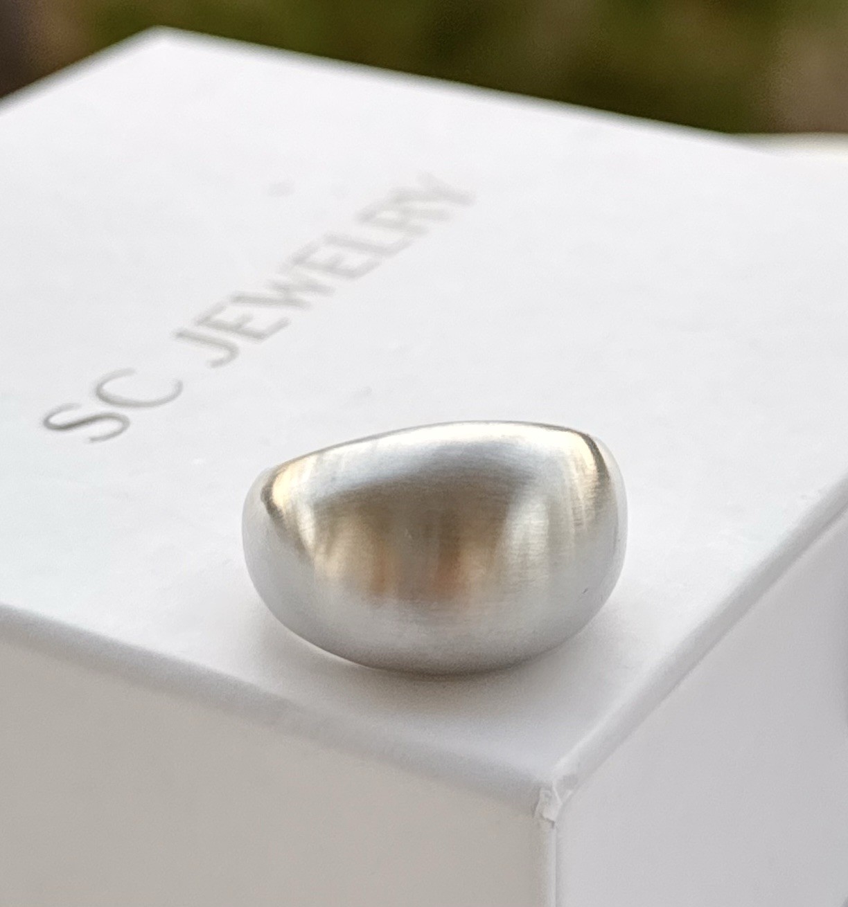 Limited Edition French Dome Ring – Brushed Silver Platinum Plated