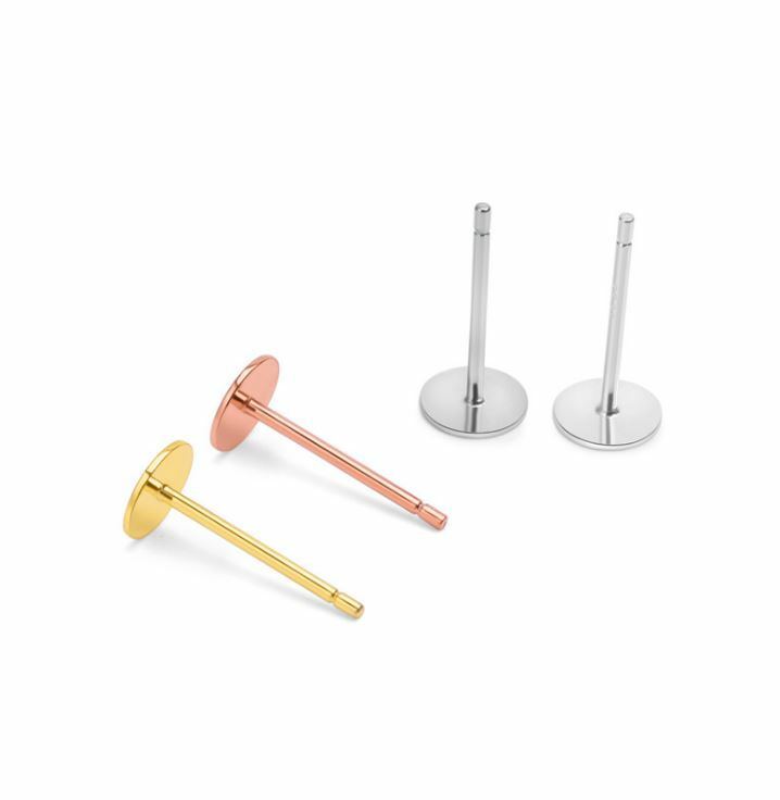 S925 Sterling Silver Earrings Posts Ear Stud Flat Pin with Backs DIY Findings