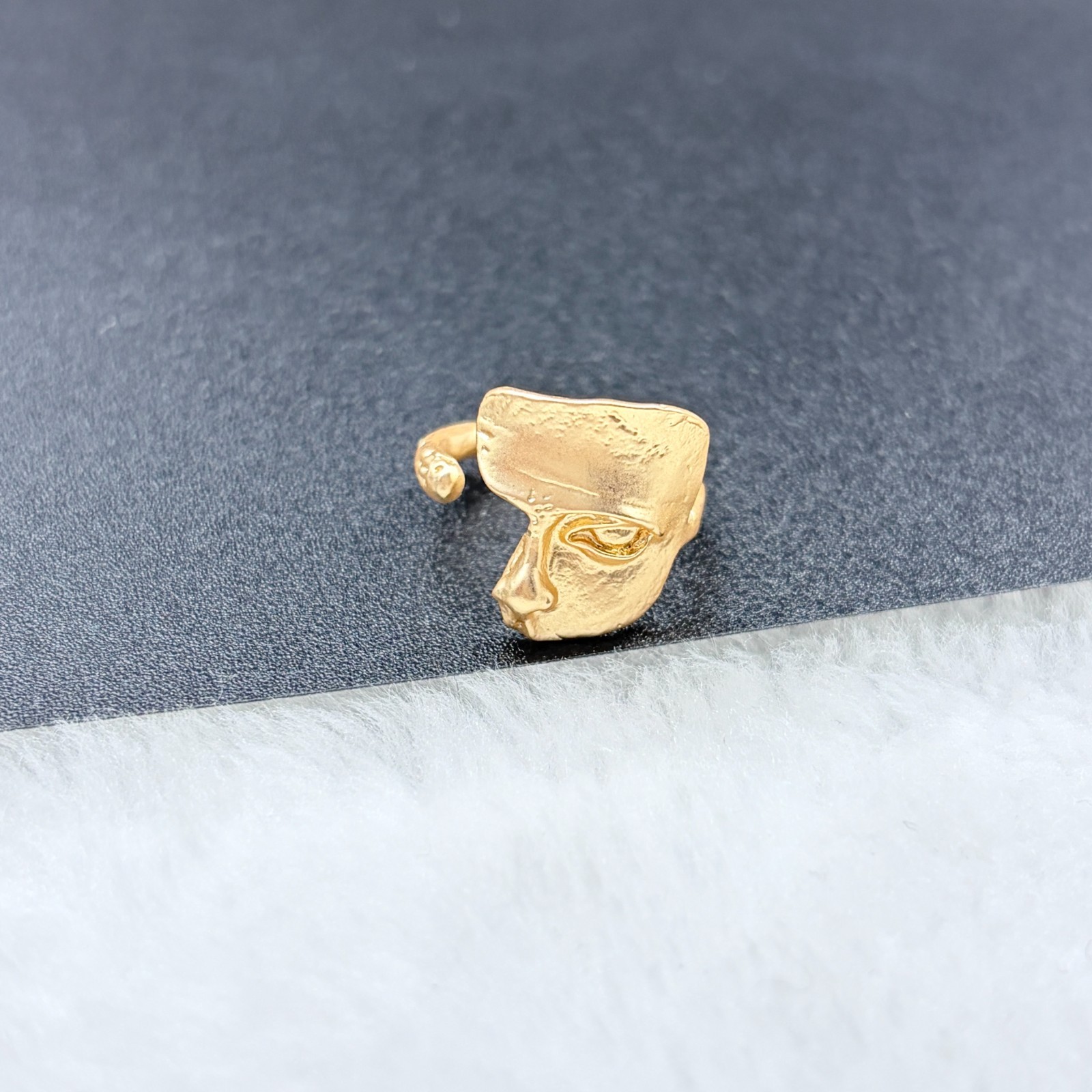Gold Half Face Mask Open Adjustable Ring