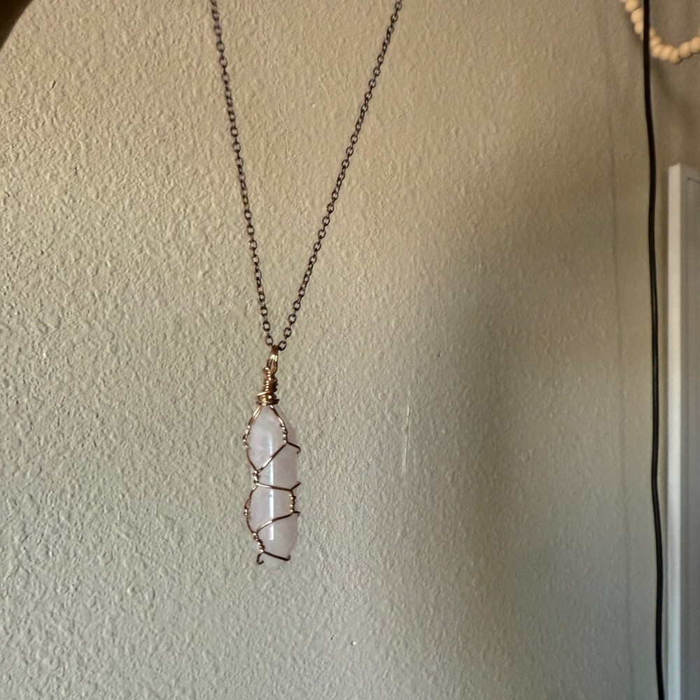 Man made Quartz stone White Stone Pendant charm Necklace on chain