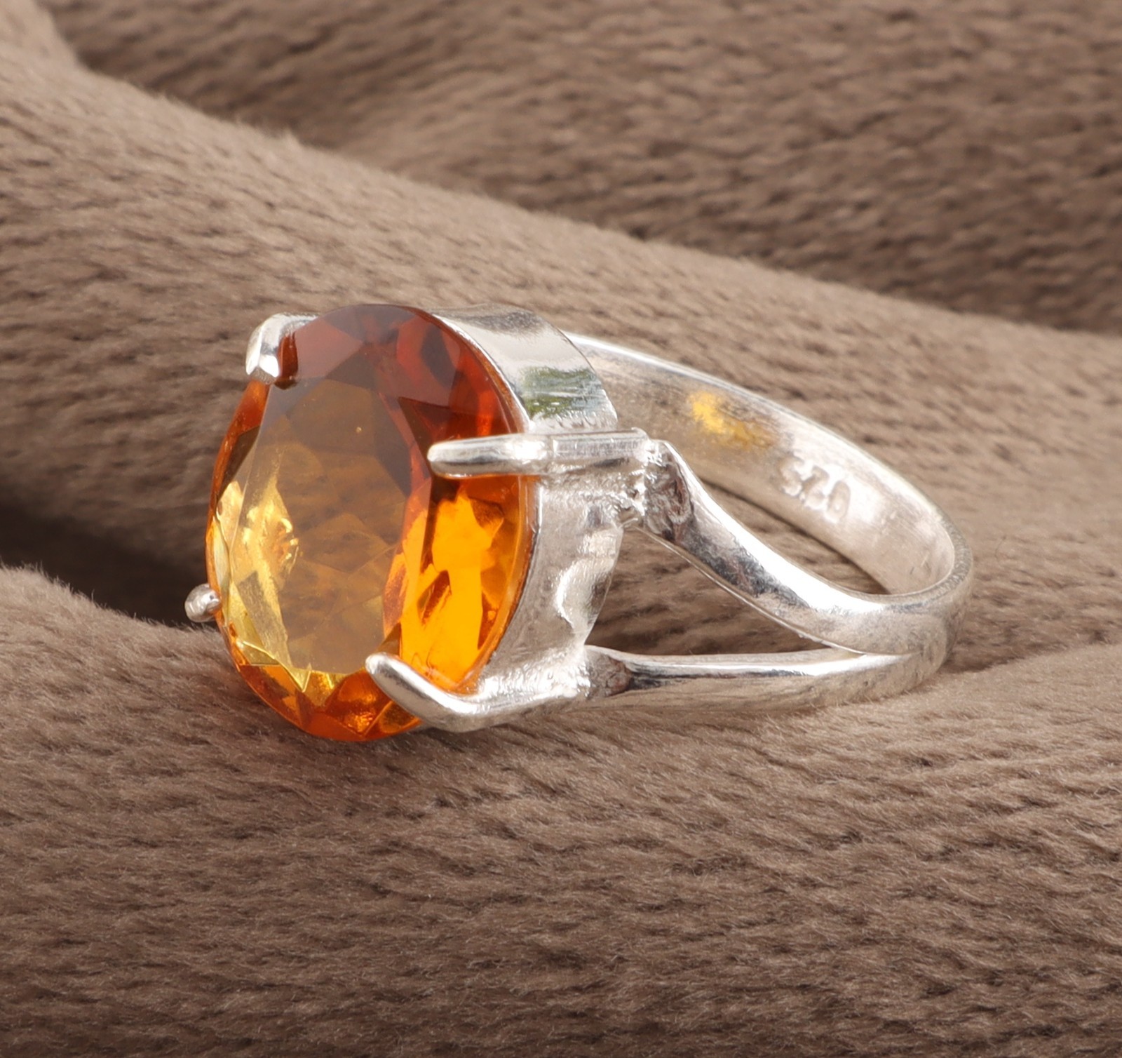 Beautiful Citrine Gemstone 925 Sterling Silver Handmade Jewelry Ring All Size